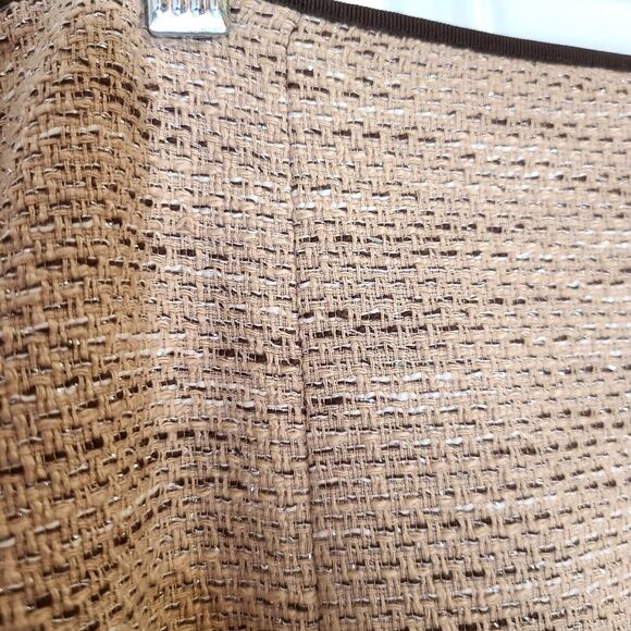 A-Line Skirt 20W Frayed Hem Context Woman Textured Lined Tan Brown Silver Fall - Picture 1 of 12